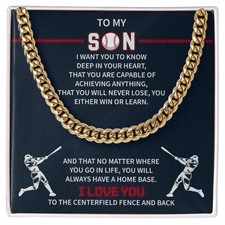 Boys Baseball Necklace Gold To My Son From Mom, Baseball Chains For Boys,