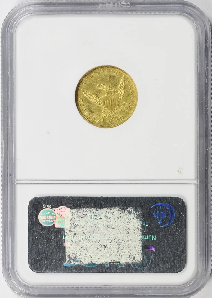 1836 Script 8 $2.5 cabeza clásica cuarto de águila de oro NGC AU55 Foto 2 de 4