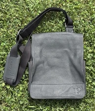 Bolzano Black Leather Pebbled Messenger Saddle Crossbody Bag Made In Italy