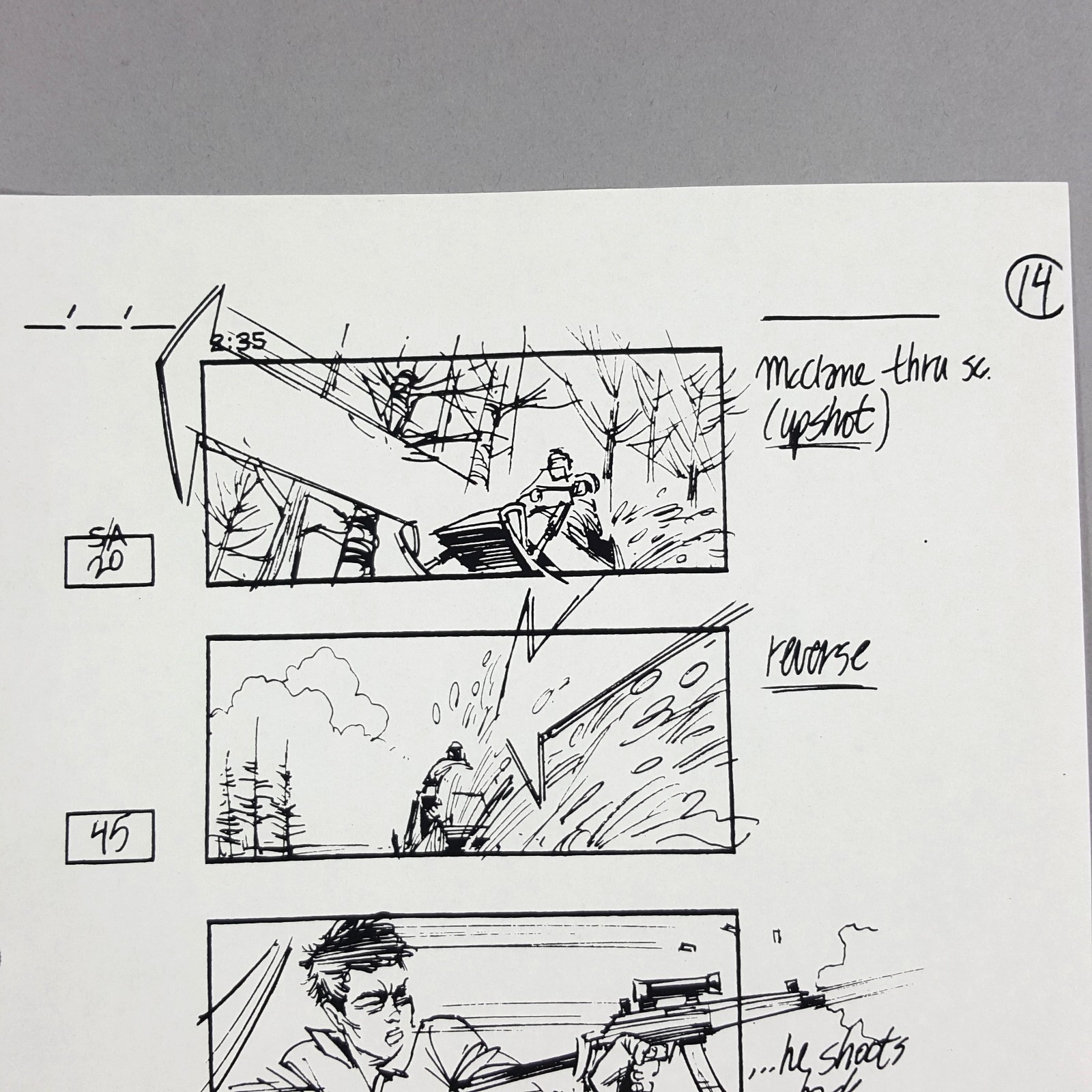 Image 3 of Die Hard 2 - Production Used Storyboard, Bruce Willis Snowmobile Chase, Prop 14