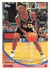 CHRIS WHITNEY 1993 Topps #309 San Antonio Spurs Guard NBA Rookie Card. rookie card picture