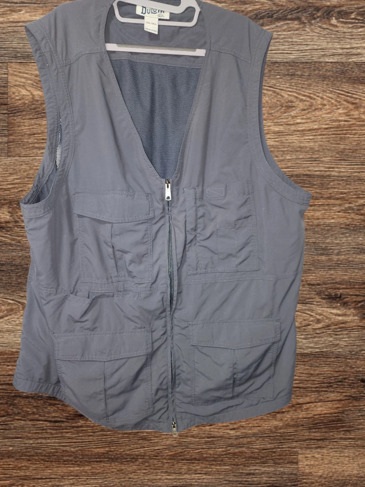 Duluth Gray UTILITY Waistcoat Fishing NYLON Mesh SAFARI Photo Vest 2X TALL EUC