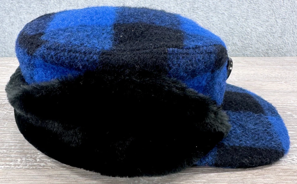 Винтажный 70-х шерсти изолированная шерсть фланель синий черный буйвол клетку шляпа новый без ярлыка - Изображение 2 из 4