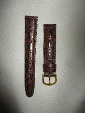 GENUINE leather usa watchstrap watch band strap 18mm brown croco grain gold