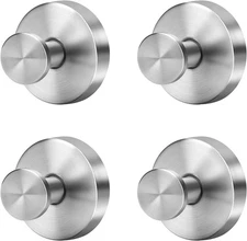 Silver Suction Cup Hooks for Shower Waterproof - Set of 4, No Drill Stainless