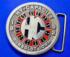 HY-CAPACITY Vintage 1992 Round BELT BUCKLE by CD Hit HUMBOLDT, IOWA Company