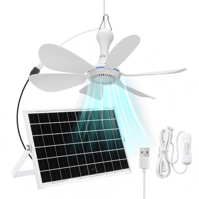 1 Set Solar Powered Ceiling Fan Kit for Outdoor,Portable 15W Solar Panel Powe...
