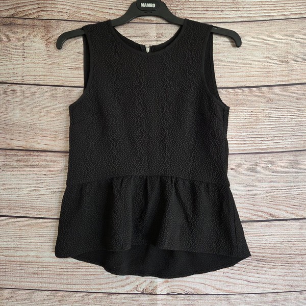 Dotti Peplum Shirt ~ Size XS Women's ~ Black Sleeveless Textured Blouse