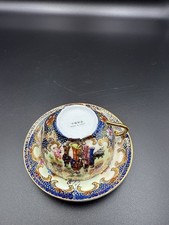 Vintage Chinese Eggshell Porcelain Teacup & Saucer Hand Painted Gold Gilt