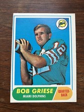 1968 Topps # 196 Bob Griese RC Rookie Miami Dolphins FB Card 17-0 No Crease