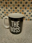 THE BOSS LARGE OVER SIZED PINT MUG BLACK WHITE WRITING NEW 11.5 HIGH 9.5CM DIAM