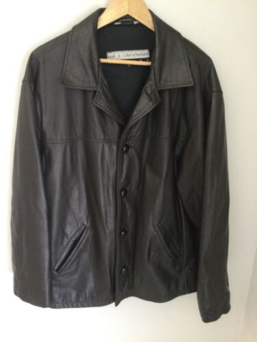 Bod & Christensen Dark Brown Coat Men's large Button Down Leather Bomber Jacket
