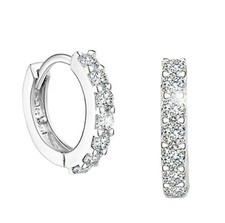 Small Hoop Earring Silver Plated Cubic Huggie Earrings For Women Girls Gift USA