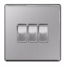Image of BG Nexus Brushed Steel Screwless Flatplate Switches & Sockets Satin Chrome Grey