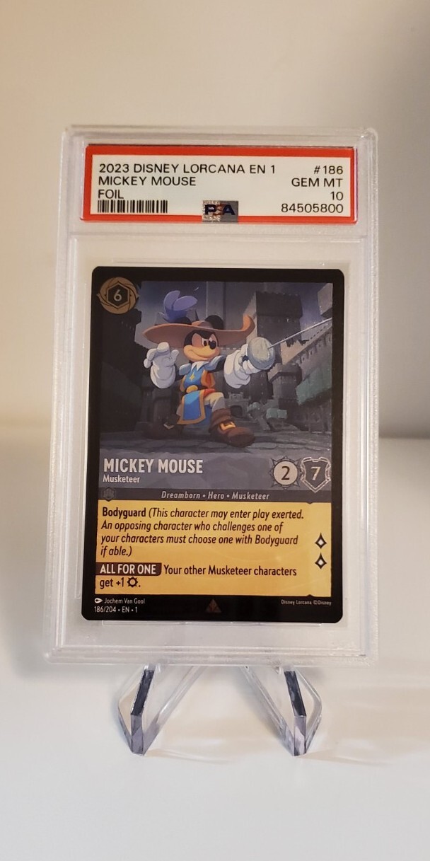 Disney Lorcana MICKEY MOUSE Musketeer FOIL PSA 10 186 /204 GEM Mint RARE