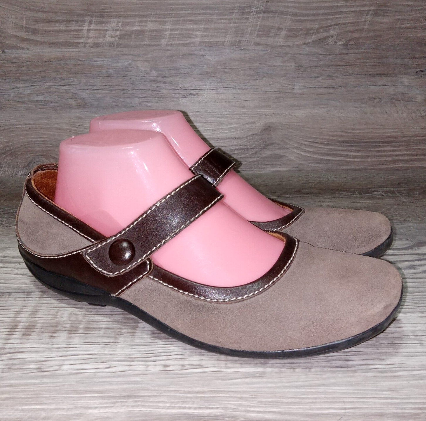 Natural Soul Shoes Womens 8.5M Brown Slip On Mary Jane Leather Florie Flats