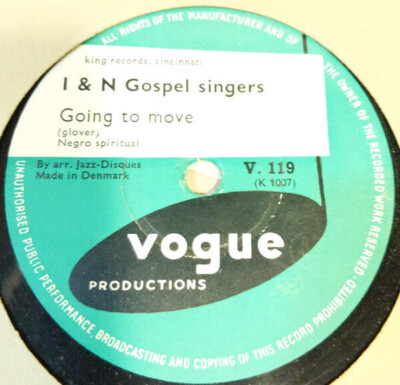 SCHELLACK I & N Gospel Singers Get Away Jordan / Going To Move Disques Vogue