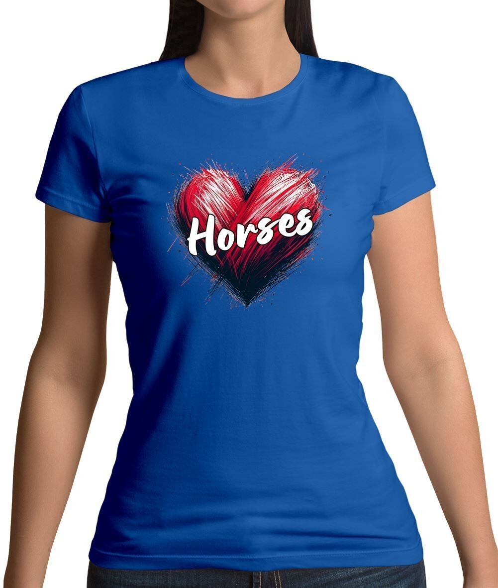 Maglietta Donna Love Heart Horses Attrezzatura Pony Jockey