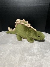 Vintage Plush Dinosaur Green Stegosaurus Tan Plates Spikes Toy Pet Lovey 18"L