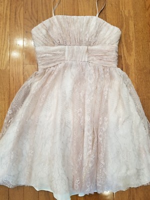 Jill Stuart short, strapless pink/silver lace dress size 0 | eBay