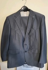VTG Pagano West Western Rockabilly 1970s Blazer Jacket Sport Suit Slacks Gray 44