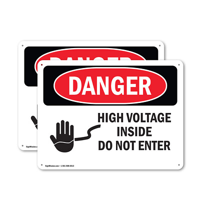 (2 Pack) High Voltage Inside Do Not Enter OSHA Danger Sign Decal Metal ...