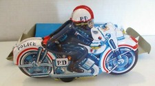 Vintage tin Friction Police Motorcycle Japan w box