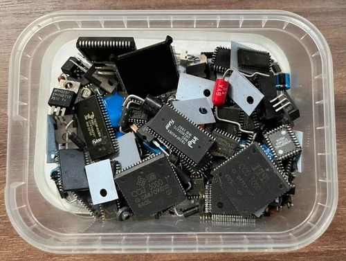 Vintage Lot of IC Chips & Electronic Components - Mixed Types & Brands - Used