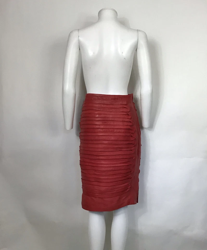 Falda De Colección Gianni Versace Cuero Rojo S Foto 4 de 4