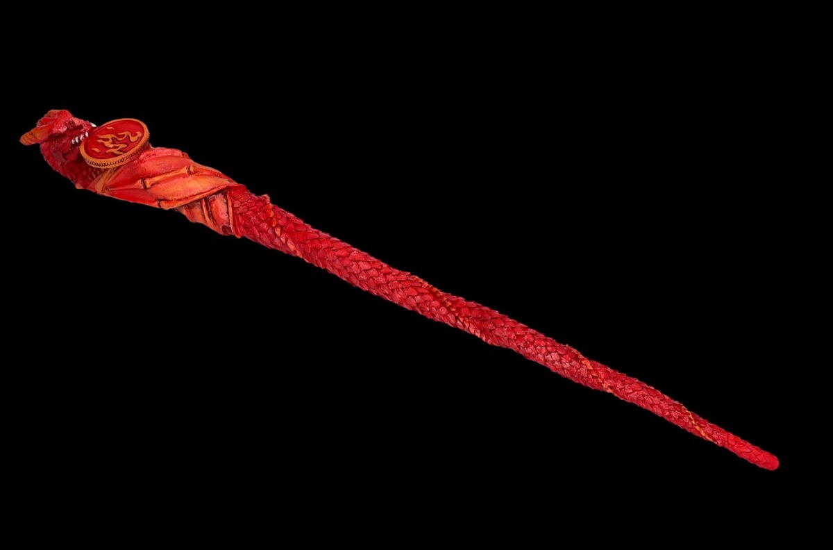 Magic Wand Large Dragon Element Fire Fantasy Decorations Elemental Dragon 35Cm
