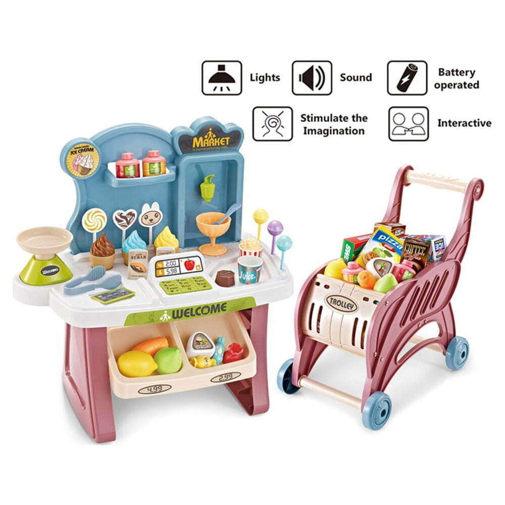 Mini Dessert Supermarket Purple Play Set Pretend Food Shoppi