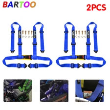 1 Pair RASTP Racing Seat Belts 4 Point 4PT Harness Nylon Adjustable Blue