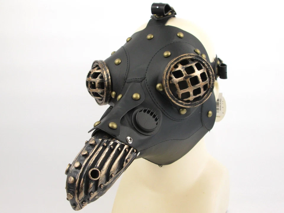 PLAGUE DOCTOR DR LONG NOSE RAVEN BIRD STEAMPUNK BEAK FAUX LEATHER COSTUME MASK  - Image 4 of 4