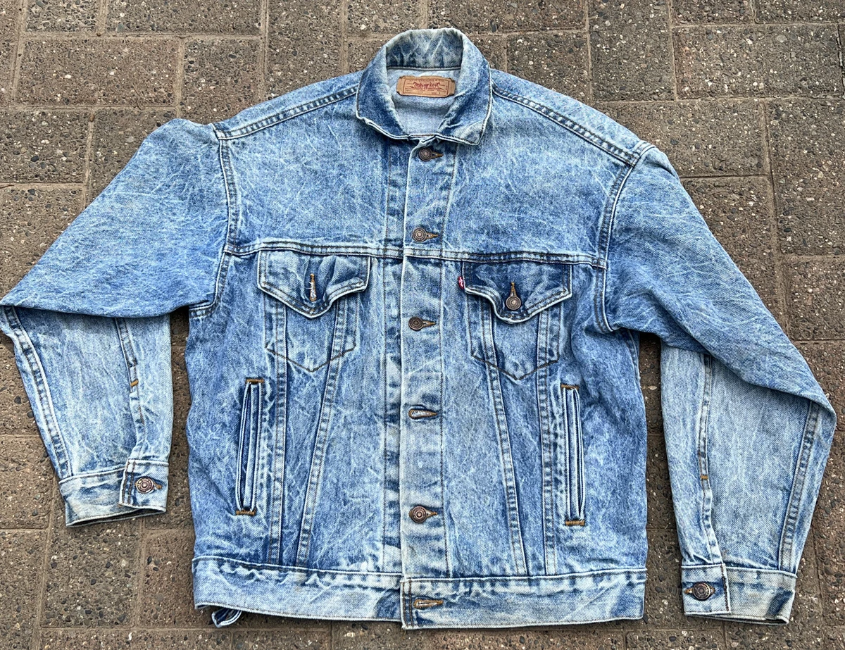 Levis Denim Jacket Jean Vintage Y2K Bomber Jacket, Blue, Mens