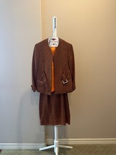 Vintage 1970s Orange Brown Plaid Blazer/Skirt Set