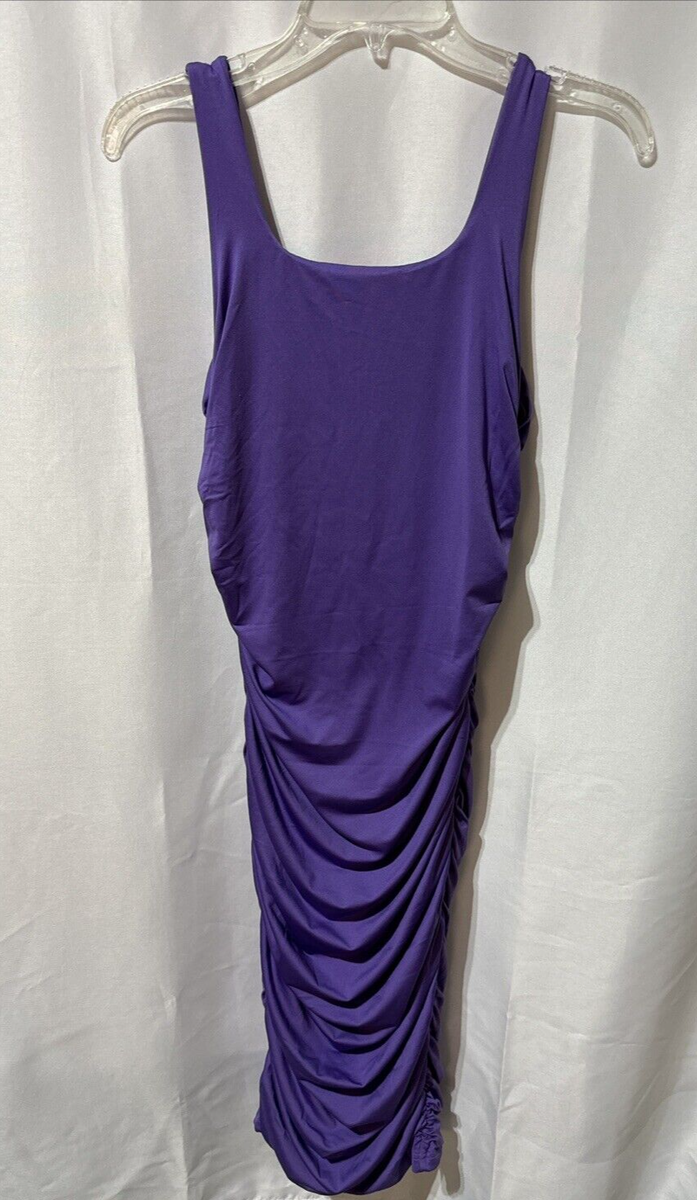 purple ruched bodycon dress Women's Size Large Size:14-14½ Size medium measures 25.75 wk33 Longing And Love White