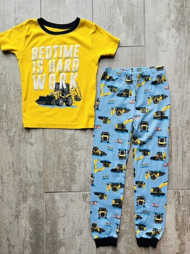 2 Piece Pajamas Set BEDTIME IS HARD WORK Contraction Truck Boys Sleep 6 Pjs