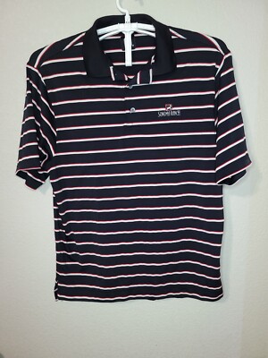 *1/2 OFF* Footjoy FJ Men Medium Sonoma Ranch lack Red Striped Polo Shirt M118
