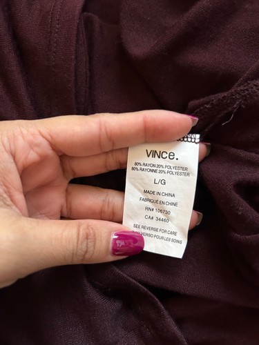 Vince. Kastanienbraun Rayon Mischung V-Ausschnitt Langarmshirt Oberteil Größe Large - Bild 6 von 6