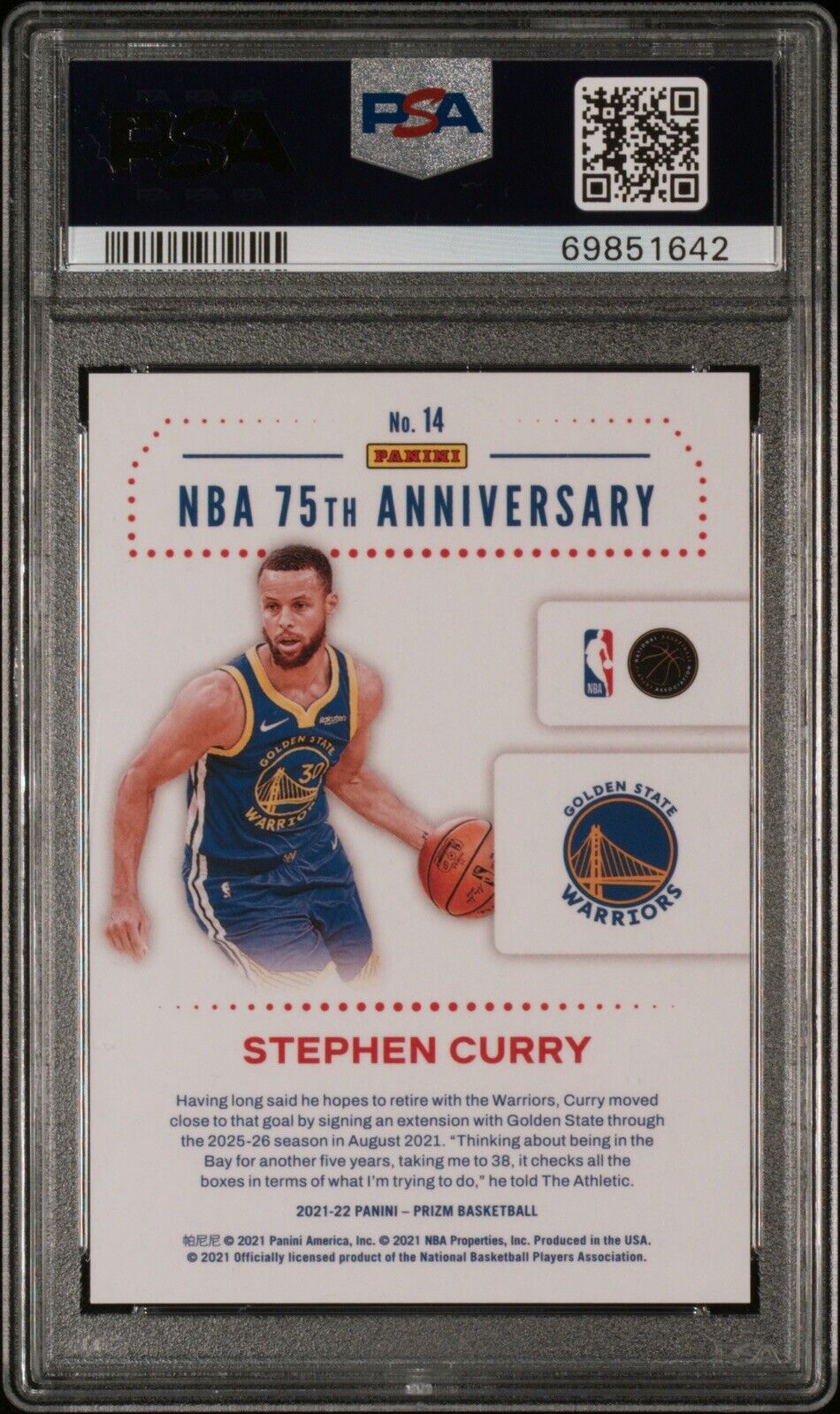 2021-22 Stephen Curry Prizm NBA 75th Anniversary Edition Logo SSP