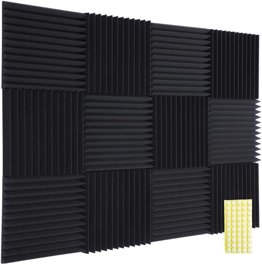 Acoustic Foam Panels 12 Pack W/Adhesive - (1