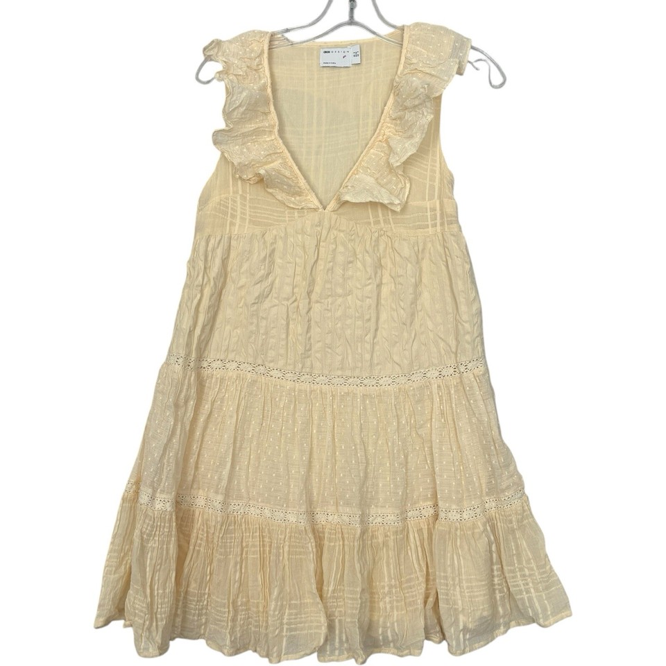 ASOS Womens 8 Sleeveless Ruffle Babydoll Dress Cream Coquette Fairy
