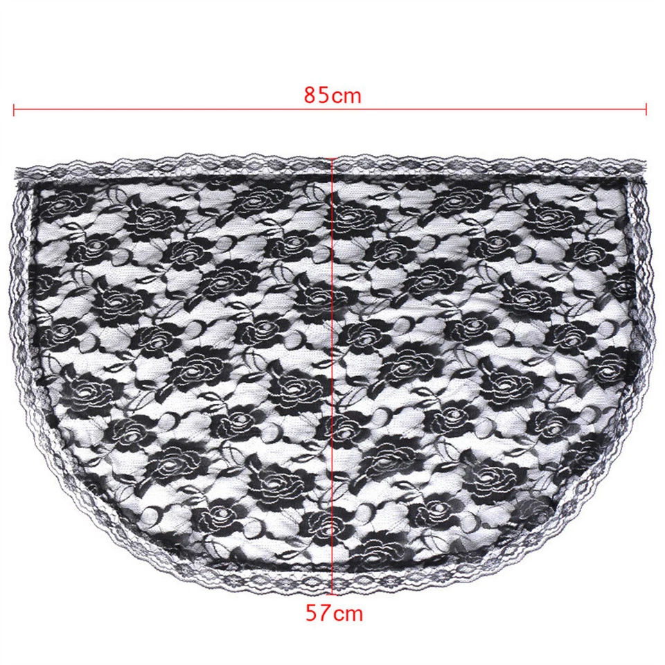 Elegante Damen Spitze Blume Schulterlang Kurz Kreisförmig Hochzeit Brautschleier - Bild 3 von 4