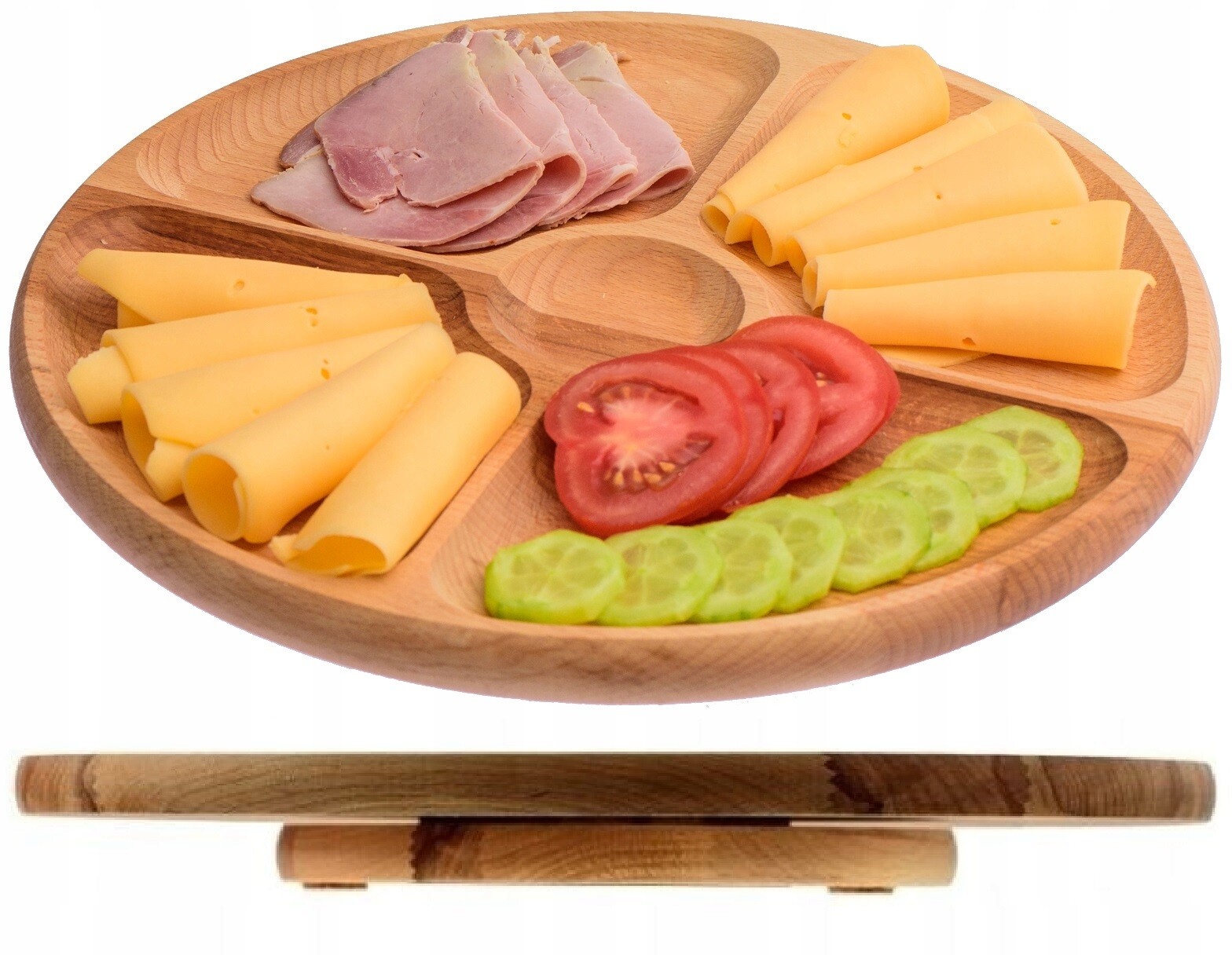 Vassoio Aperitivo Girevole Legno 33cm Porta Snack e Pizza per Famiglia