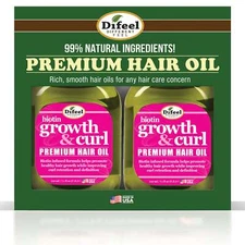 Difeel Biotin Growth and Curl Premium Hair Oil 7.1 oz. - Deluxe 2-PC Gift Set