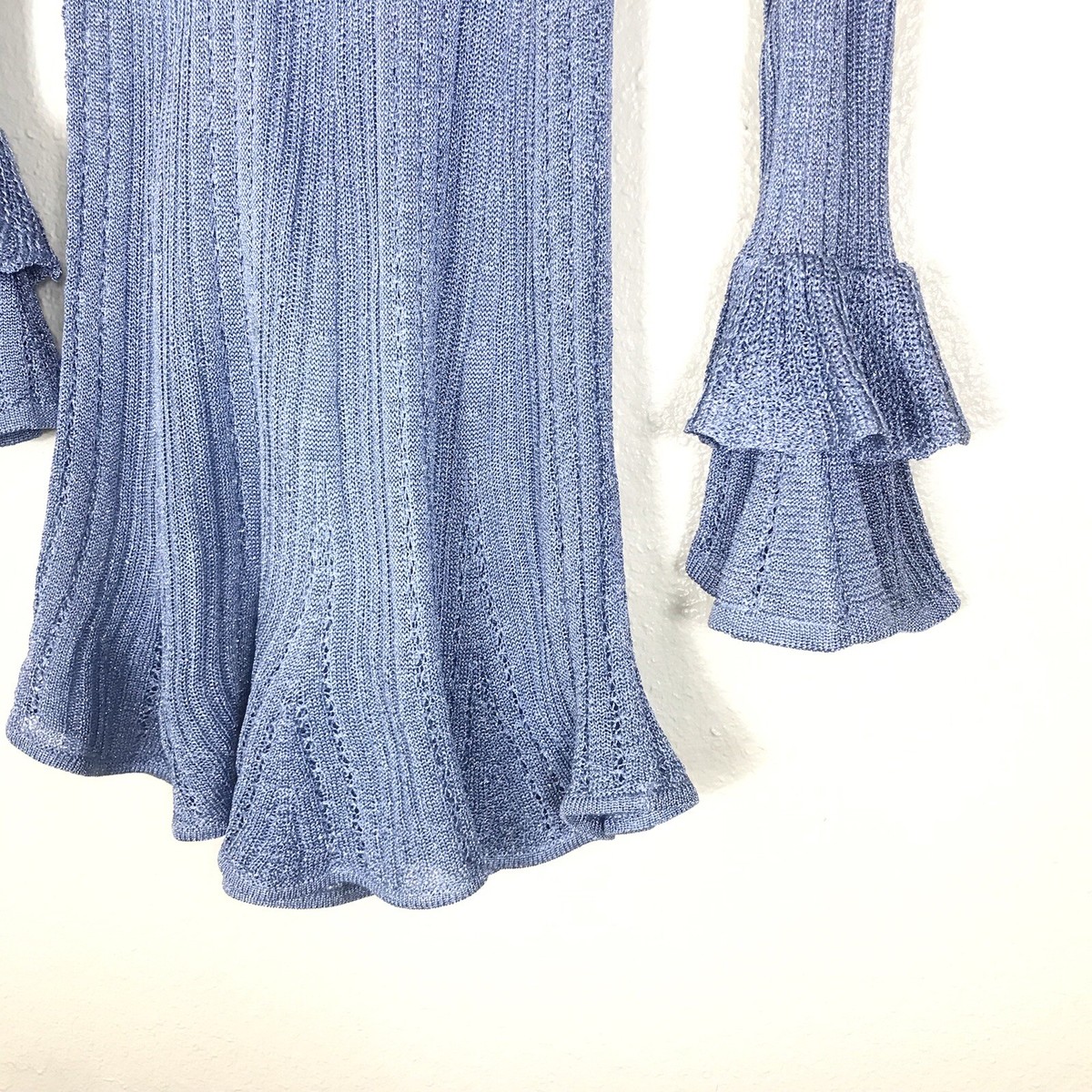SELF-PORTRAIT Lurex Knit Tunic light blue | eBay