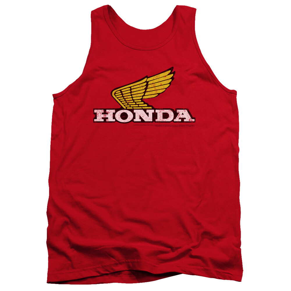 Tシャツ・カットソー HONDA MOTORCYCLE Honda Racing Fire Blade TshirtLemon Yellow Honda Motorcycles Vintage Yellow Wing Logo Distressed T