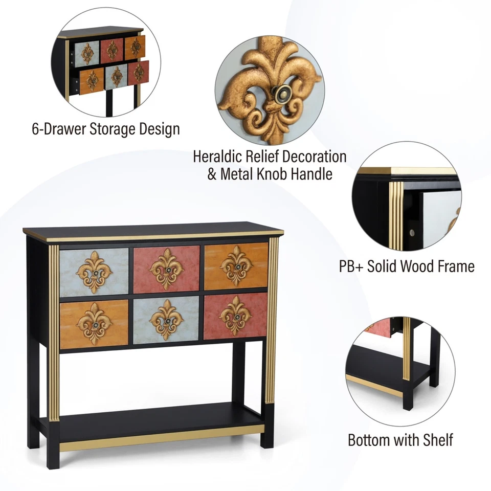 Mesa consola con cajón entrada armario de almacenamiento aparador vintage sofá mesa Foto 4 de 4