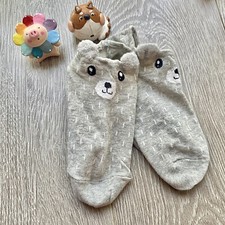 NEW Fashion Ladies Woman Cute Light Grey Bear Ear Animal Cartoon Ankle Socks