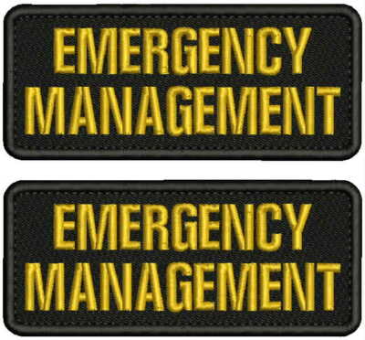E Management Embroidery Patch 2x5 male hook  on on back blk/gold